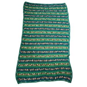 Afghan Blanket Throw Stadium Lap Blanket 70.5" x 42.5" Handmade Crochet Green